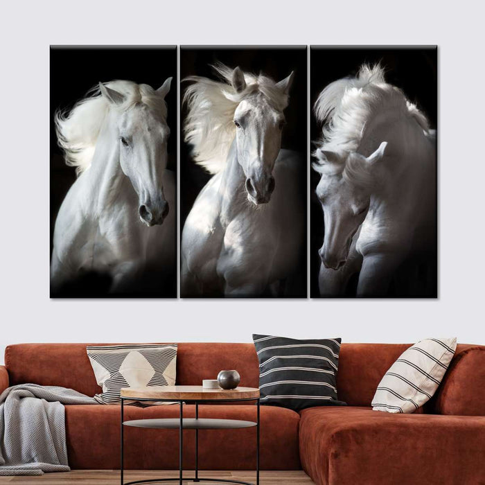 ElephantStock Three White Horses Wall Art