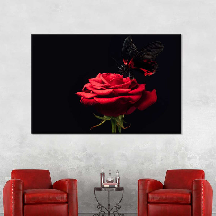 ElephantStock Butterfly Kissing The Rose Wall Art