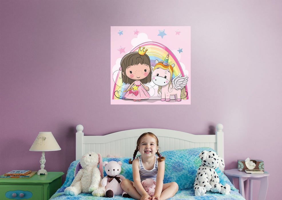 Fathead Nursery Princess: Princess and Unicorn Mural - Removable Wall Adhesive Decal