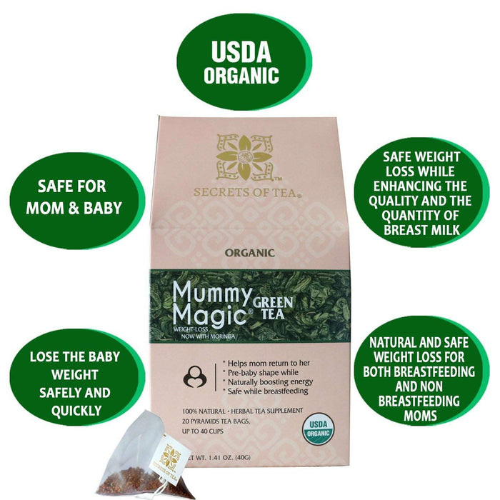 Secrets Of Tea Organic Slimming Herbal Tea - Caffeine-Free with Moringa, 40 Servings