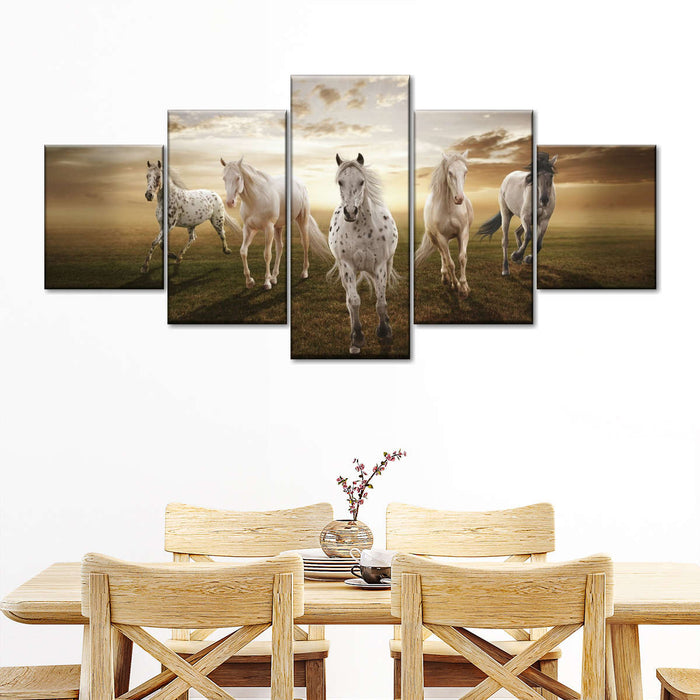 ElephantStock Dramatic White Horses Wall Art