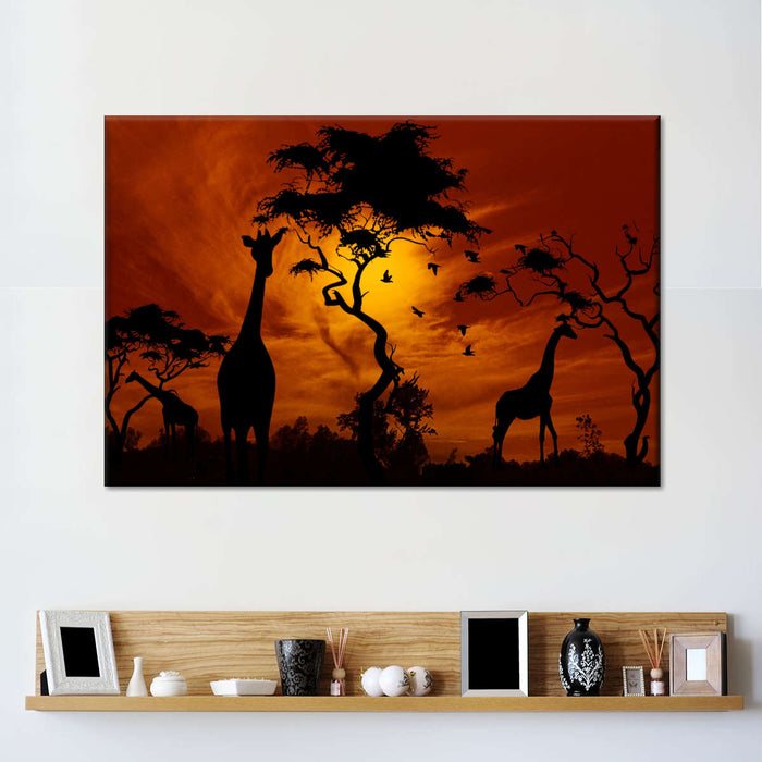 ElephantStock Silhouetted African Giraffes Wall Art