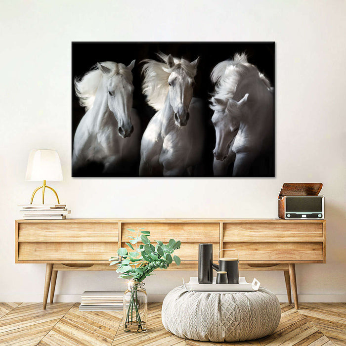 ElephantStock Three White Horses Wall Art