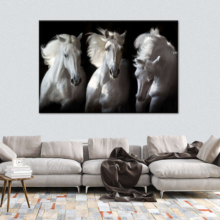 ElephantStock Three White Horses Wall Art