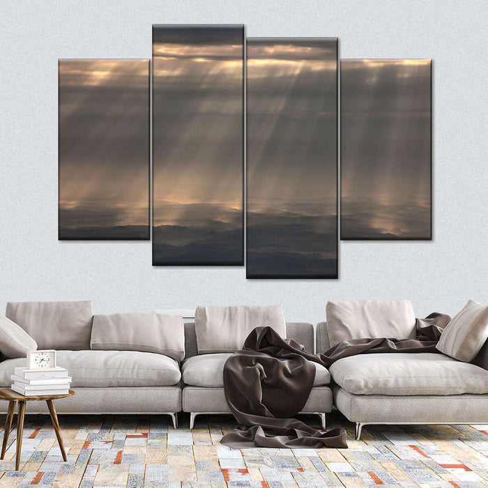 ElephantStock Sunrays And Cloudy Sky Wall Art