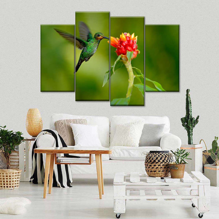 ElephantStock Flower And Green Hummingbird Wall Art