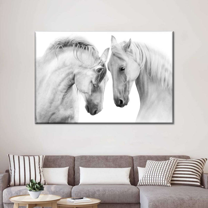 ElephantStock White Horse Couple Wall Art