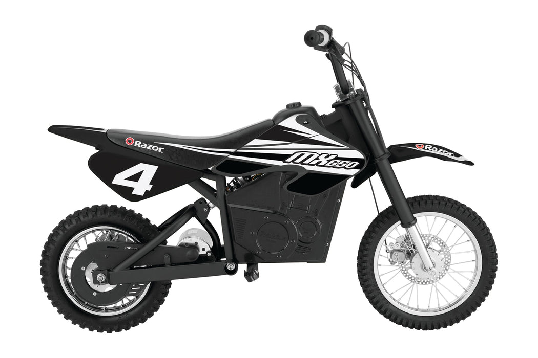 Razor MX400 & MX650 Electric Toy Motocross Motorcycle Dirt Bike, White & Black