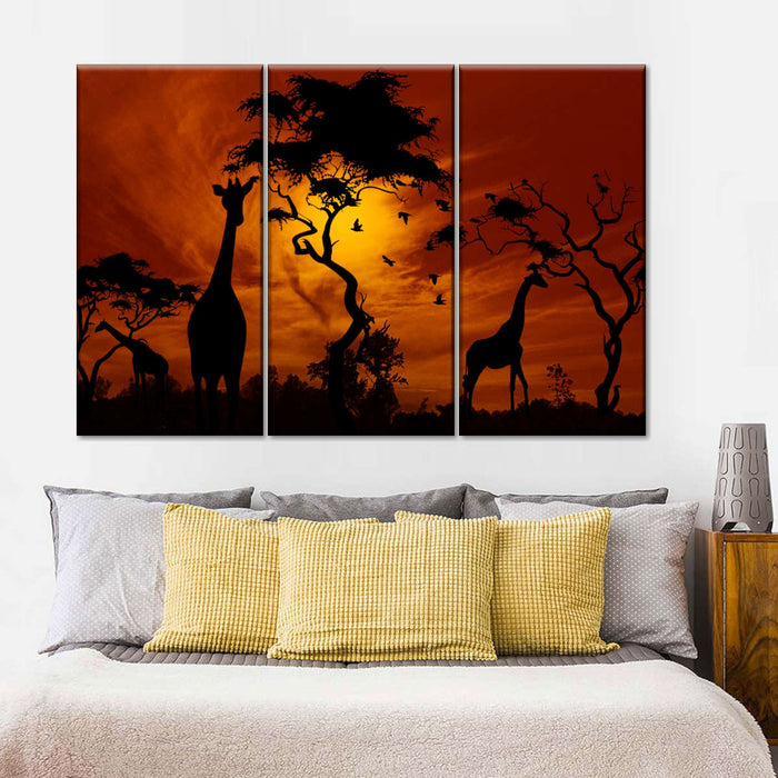 ElephantStock Silhouetted African Giraffes Wall Art