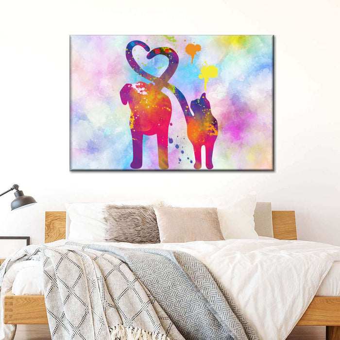 ElephantStock Cat And Dog Love Wall Art