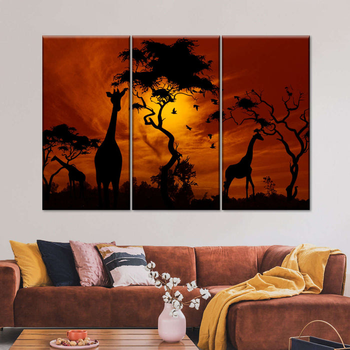 ElephantStock Silhouetted African Giraffes Wall Art