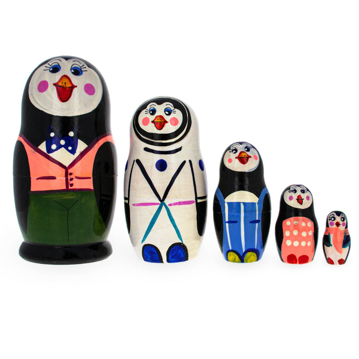 BestPysanky Set of 5 Happy Penguins  Nesting Dolls