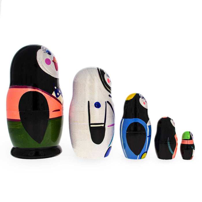 BestPysanky Set of 5 Happy Penguins  Nesting Dolls