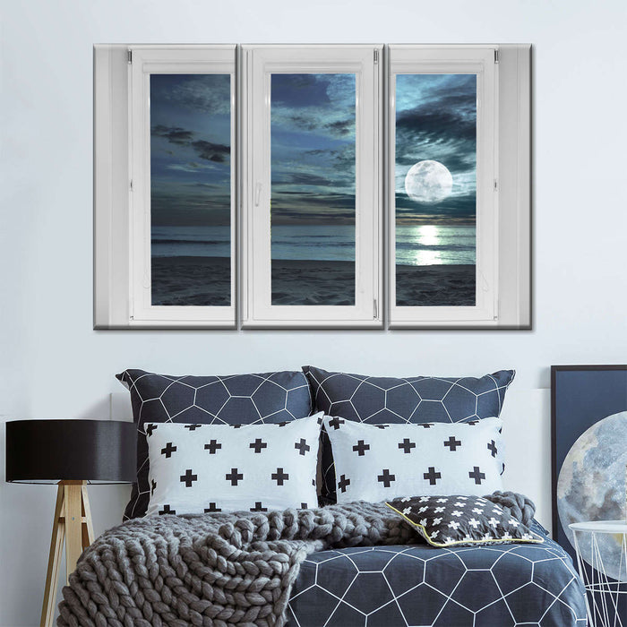 ElephantStock Window To Moonlit Beach Wall Art