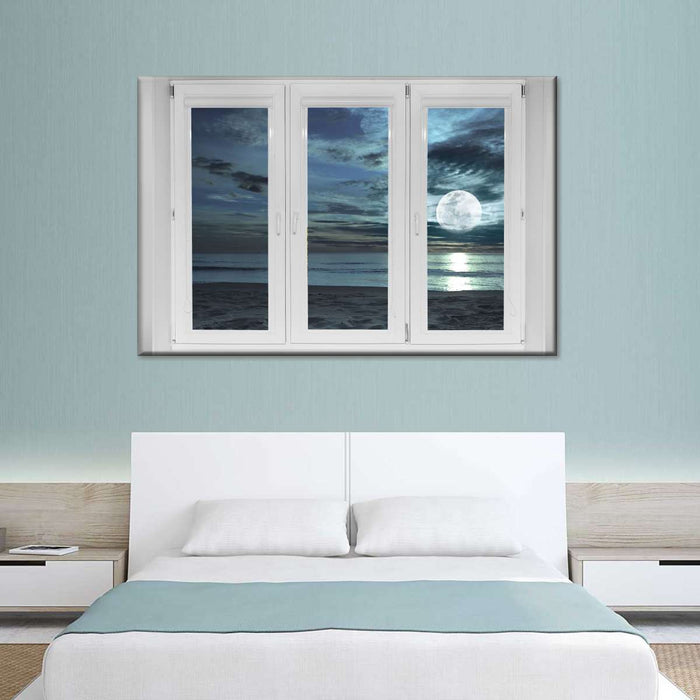 ElephantStock Window To Moonlit Beach Wall Art