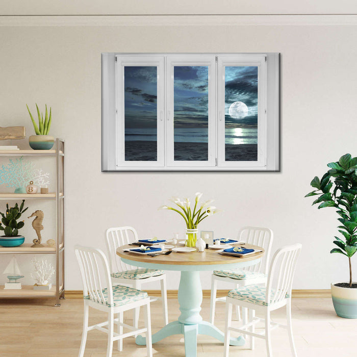 ElephantStock Window To Moonlit Beach Wall Art