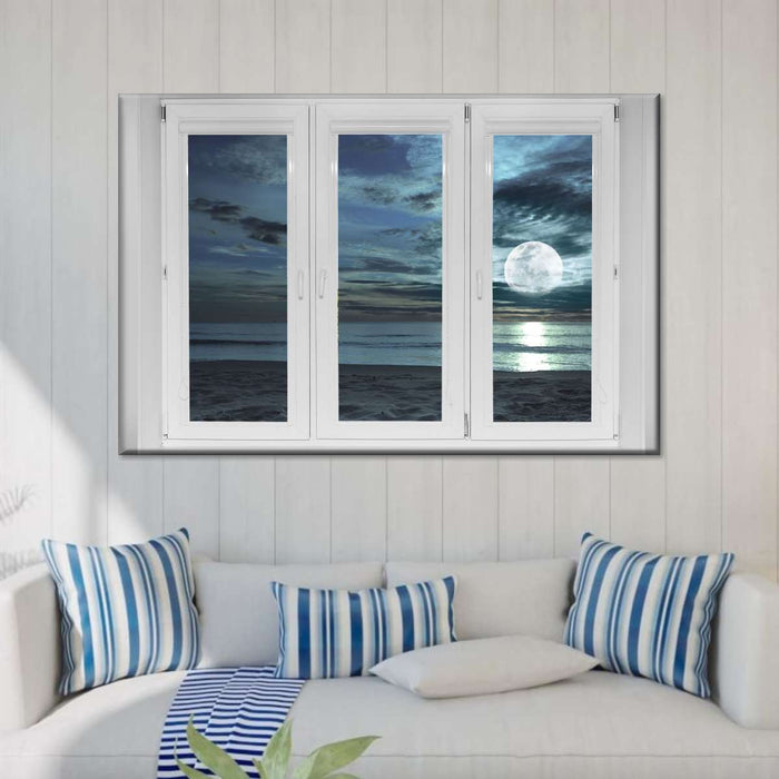 ElephantStock Window To Moonlit Beach Wall Art