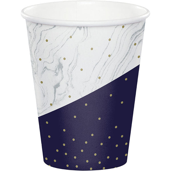 Party Decorations Navy & Gold Milestone Hot/Cold Cup 9oz. 8ct