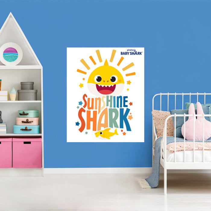 Fathead Baby Shark: Sunshine Shark Poster - Officially Licensed Nickelodeon Removable Adhesive Decal