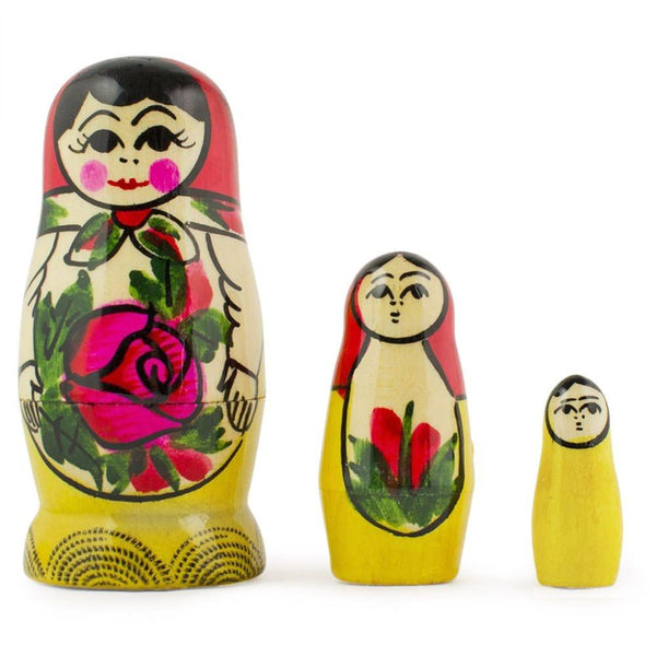 BestPysanky Set of 3 Miniature Traditional Wooden Matryoshka Nesting Dolls 3 Inches