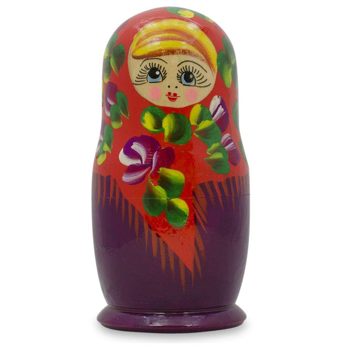 BestPysanky Set of 3 Deep Red Dress Wooden  Nesting Dolls 3.5 Inches