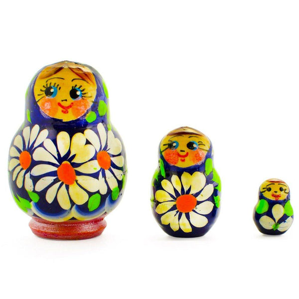 BestPysanky Set of 3 Daisy Flowers Miniature Wooden Nesting Dolls 2 Inches