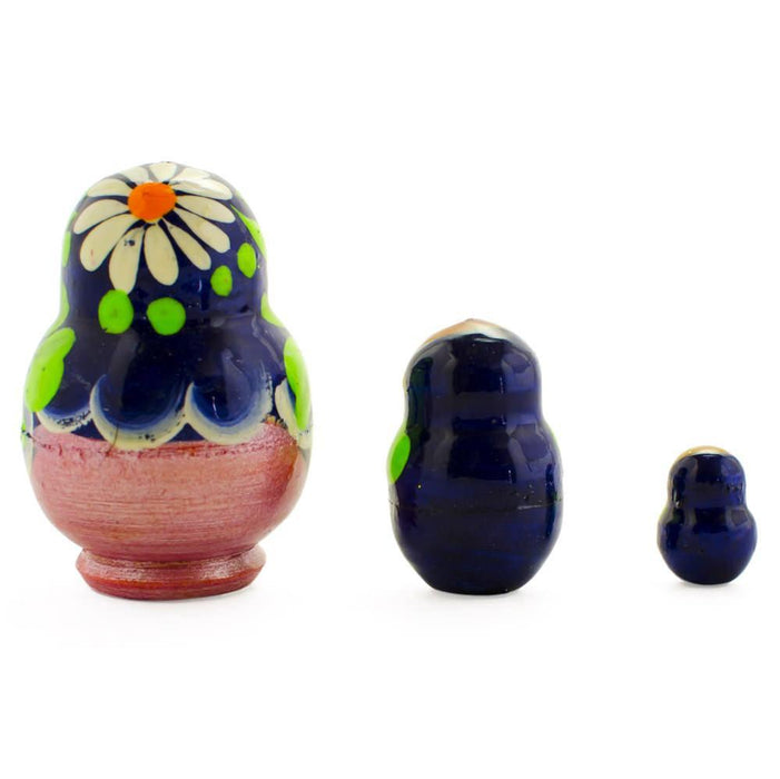 BestPysanky Set of 3 Daisy Flowers Miniature Wooden Nesting Dolls 2 Inches