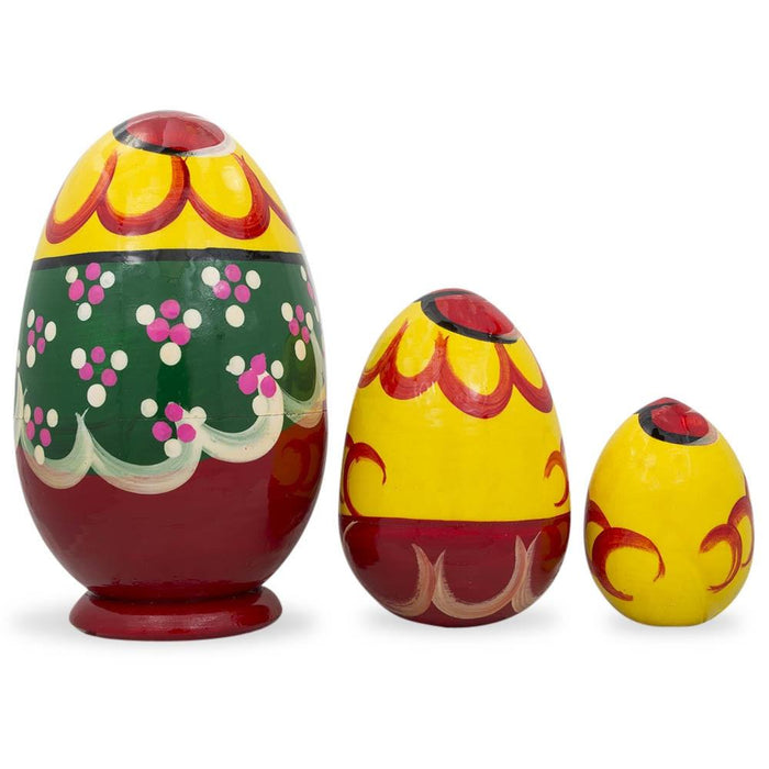 BestPysanky Set of 3 Hen and Chicks Wooden Nesting Dolls 4.75 Inches