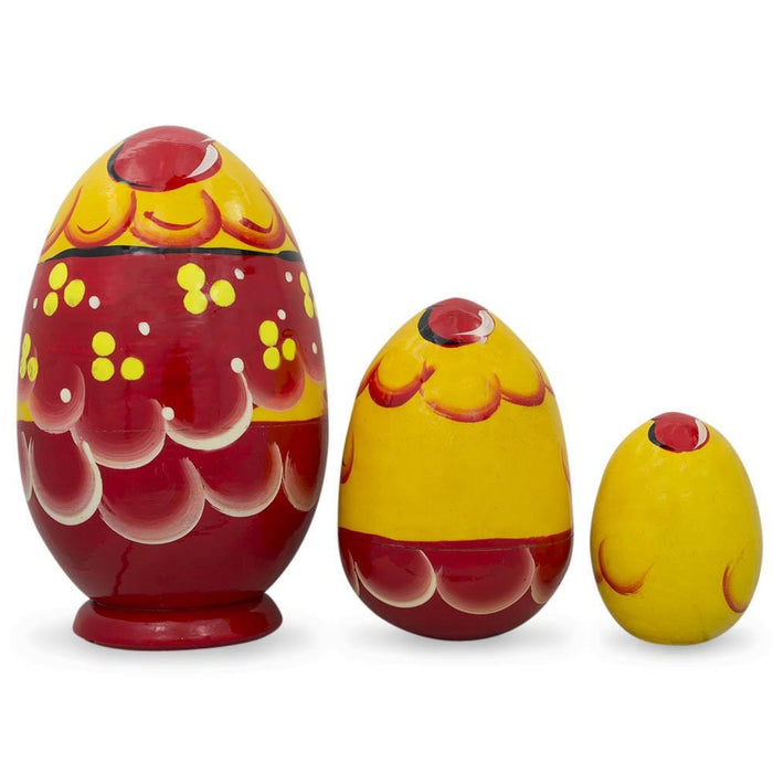 BestPysanky Set of 3 Hen and Chicks Wooden Nesting Dolls 4.75 Inches