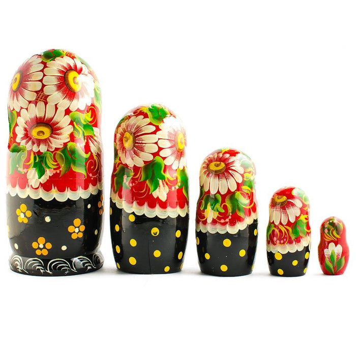 BestPysanky Set of 5 Summer in the Village Wooden Nesting Dolls 6.5 Inches