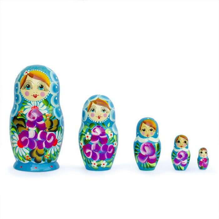 BestPysanky Set of 5 Iris Nesting Dolls 6 Inches