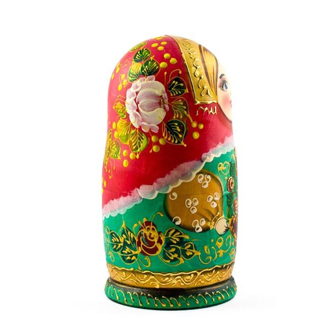 BestPysanky 5 Girls with Basket Flowers Nesting Dolls  6.5 Inches