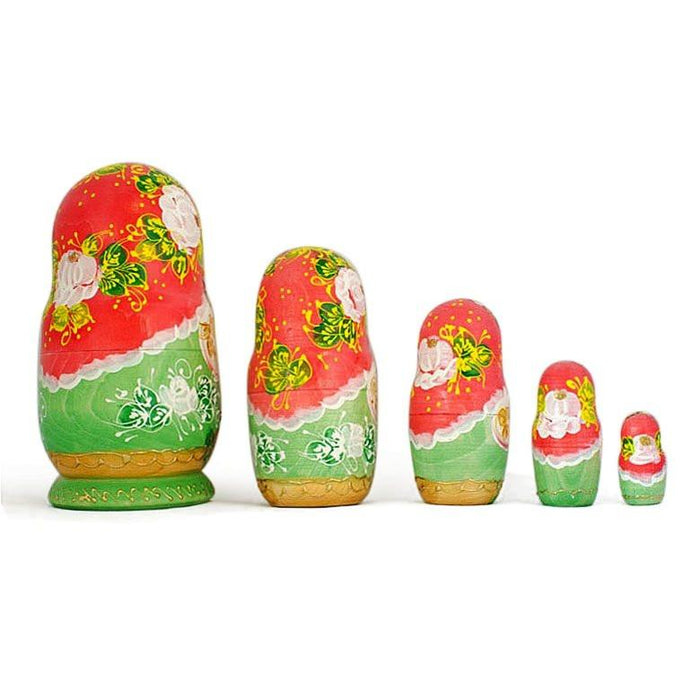 BestPysanky Set of 5 Girls with Cats Wooden Nesting Dolls 6.5 Inches