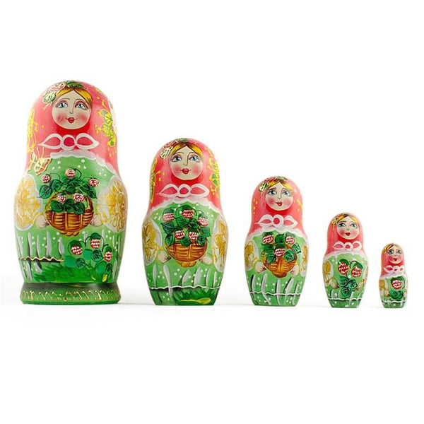 BestPysanky Set of 5 Flowers Basket Nesting Dolls 6.5 Inches