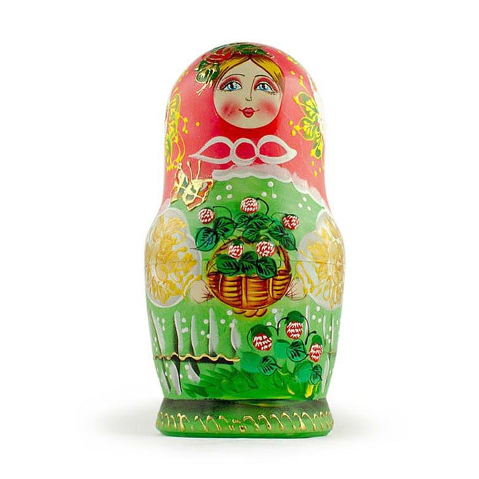 BestPysanky Set of 5 Flowers Basket Nesting Dolls 6.5 Inches