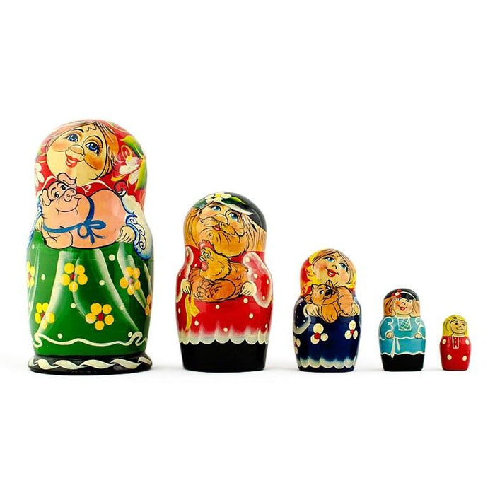 BestPysanky Set of 5 Farmers Family Nesting Dolls 7 Inches