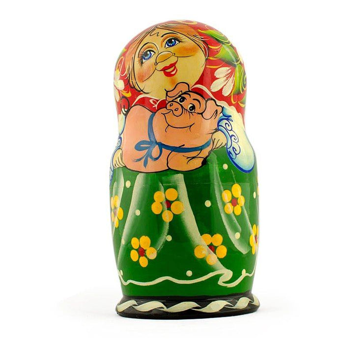 BestPysanky Set of 5 Farmers Family Nesting Dolls 7 Inches