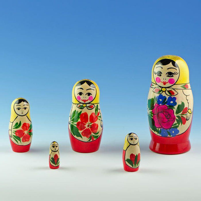 BestPysanky Set of 5 Traditional  Nesting Dolls 4.5 Inches