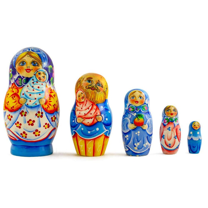 BestPysanky Set of 5 Newborn Baby Wooden Nesting Dolls Matryoshka 6.5 Inches