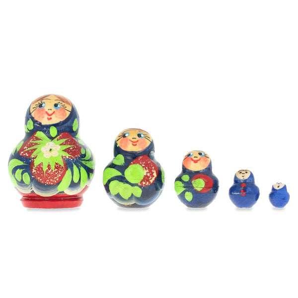 BestPysanky 5 Miniature Strawberry Dress Nesting Dolls  1.75 Inches