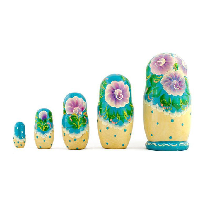 BestPysanky Set of 5 Garden Bouquet Dress Nesting Dolls 5.5 Inches