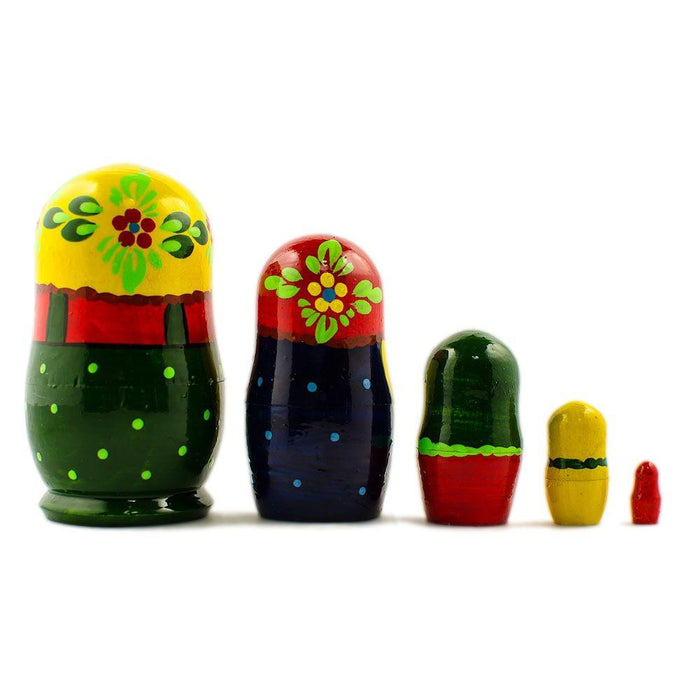 BestPysanky Set of 5 Yellow Scarf Nesting Dolls 4 Inches