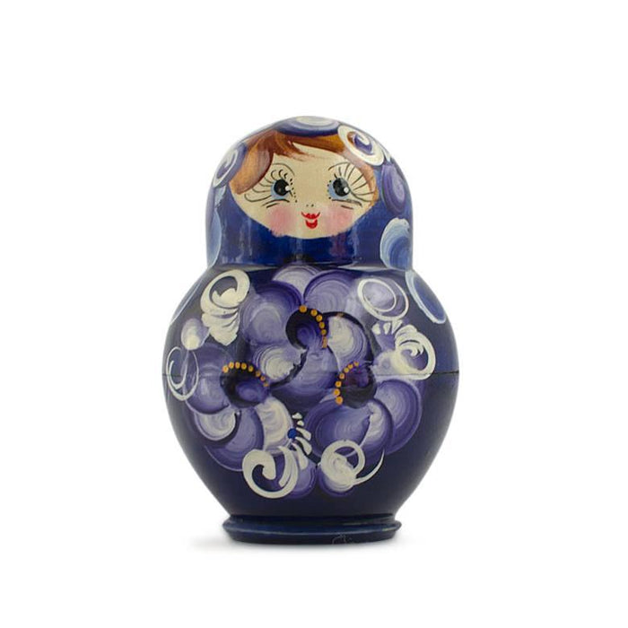 BestPysanky Set of 4 Miniature Wooden Nesting Dolls Matryoshka in Blue Dress  3 Inches