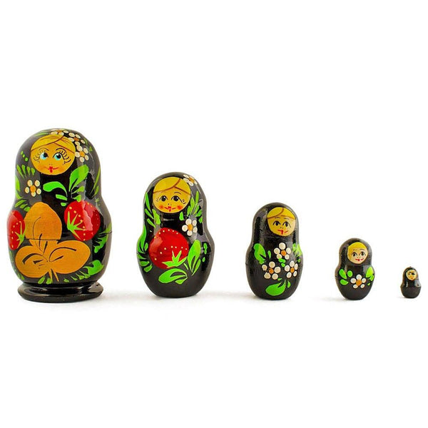 BestPysanky Set of 5 Strawberries Nesting Dolls 3.5 Inches