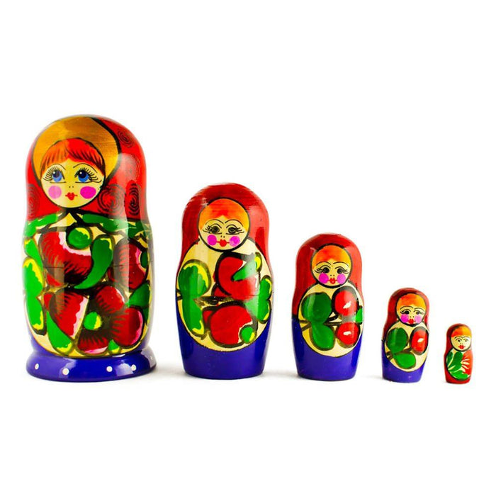 BestPysanky Set of 5 Traditional in Red Scarf Nesting Dolls  6 Inches