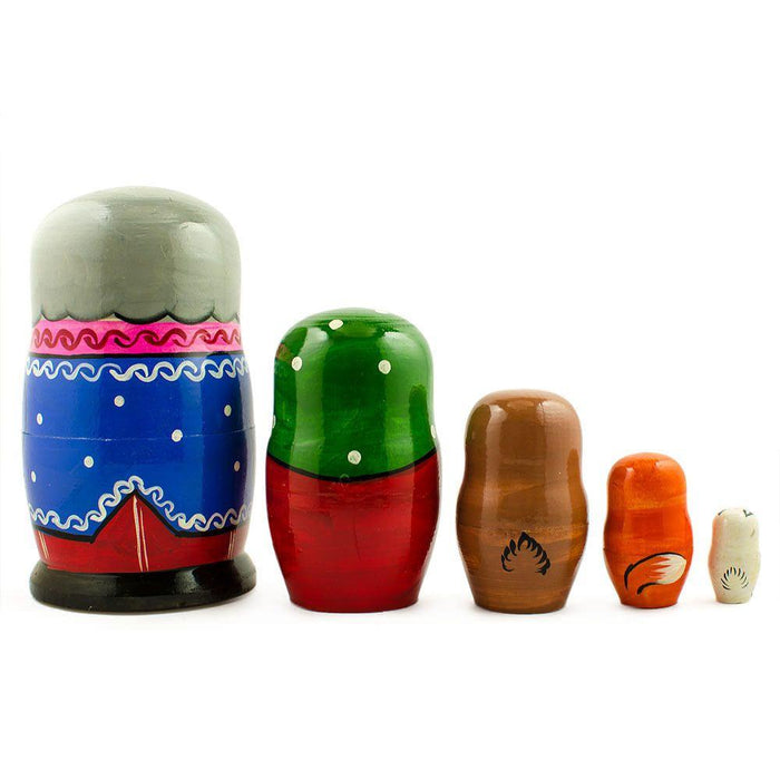 BestPysanky Kolobok, Babushka and Dedushka Fairy Tale Nesting Dolls 7 Inches