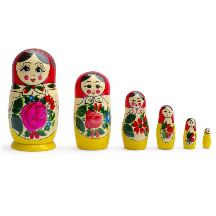 BestPysanky Set of 6 Wooden Dolls Nesting Dolls Semenov Matryoshka 5.75 Inches