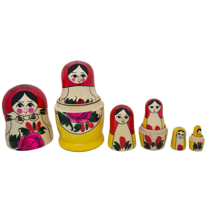 BestPysanky Set of 6 Wooden Dolls Nesting Dolls Semenov Matryoshka 5.75 Inches