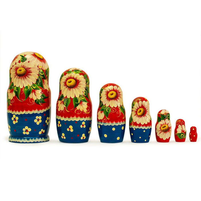 BestPysanky Set of 7 Kolobok Fairy Tale Wooden Nesting Dolls 8.5 Inches