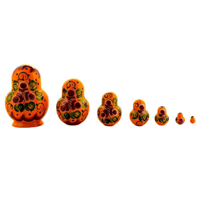 BestPysanky Set of 7 Orange and Red Dress Wooden Nesting Dolls 3.5 Inches